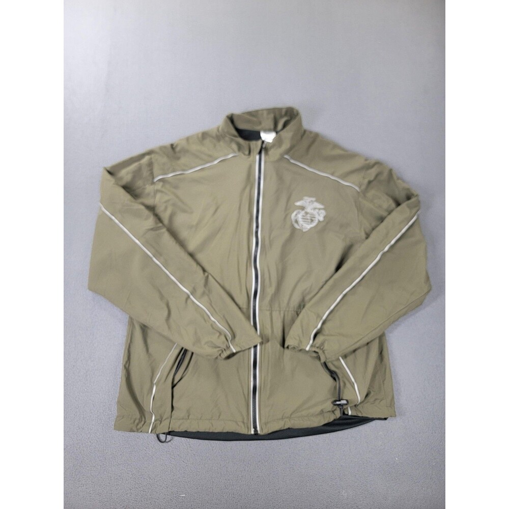 US Marines Jacket Mens Medium Green Running Reflective PT Windbreaker Made USA